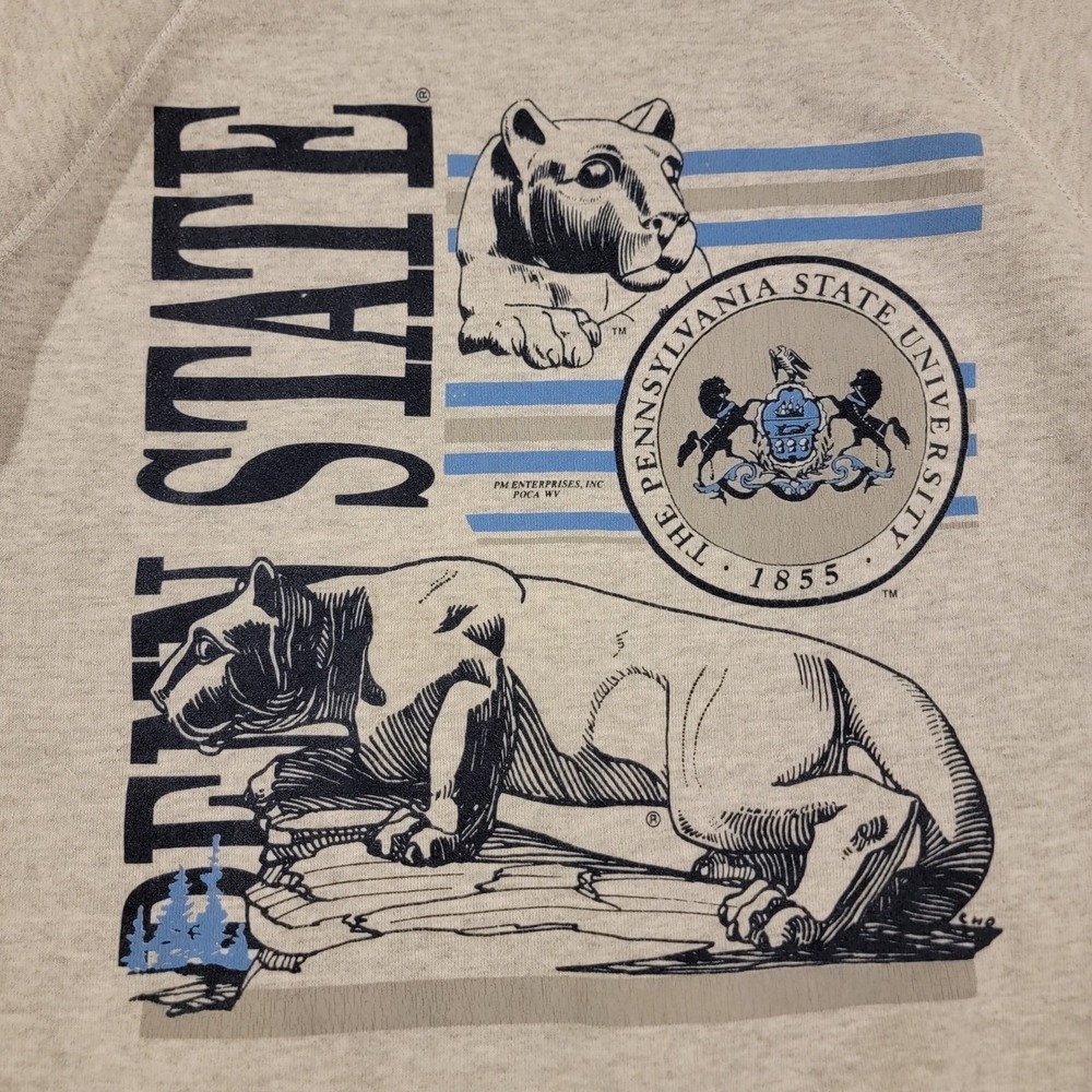 Penn State Crewneck Sweatshirt Size XL White Vintage Made In USA Nittany Lions